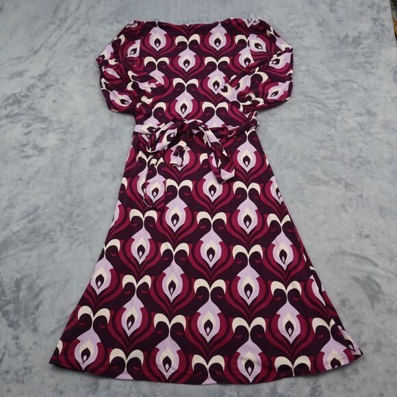 Bisou Bisou Dress Womens 4 Purple Michele Bohbot Short Sleeve Vneck Wrap Style - Picture 11 of 16